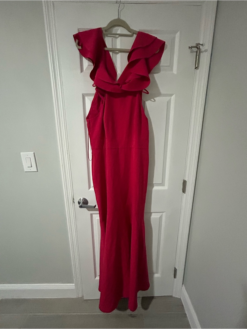 Nicole Miller Fuchsia Ruffled Maxi Dress